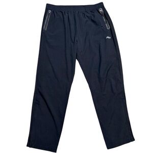 Fila Black Pull on Lightweight 2 Zip Close Pocket Zipper Leg Track Pants XXL